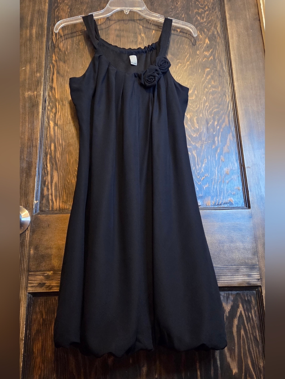 *Vntg*Y2k*EUVC IL Loui Black Sleeveless Bubble Hem Dress Flower Appliques